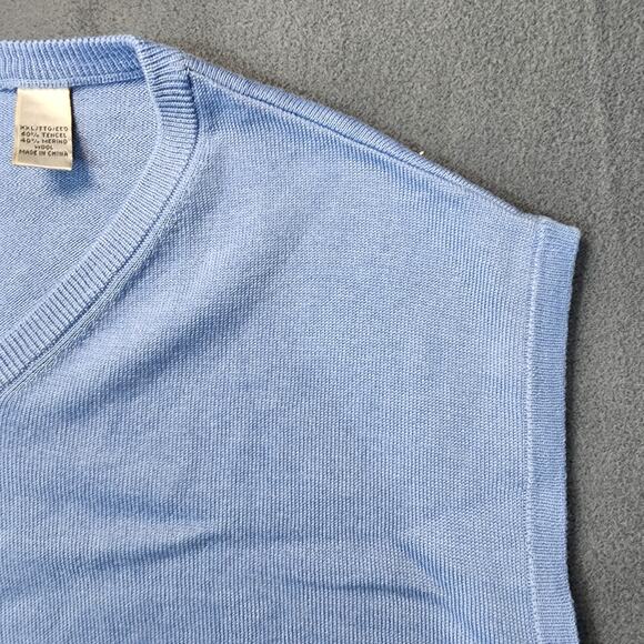 Tehama Mens Sweater Vest XXL Blue Tencel Merino Wool Blend Preppy Office Vintage - Picture 7 of 11